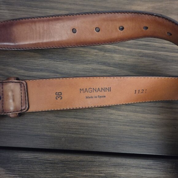 Magnanni Leather Belt 1121 Cognac Brown Size 36 Made Spain Buckle Dress - Picture 16 of 16